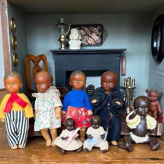 Getinte Poppetjes voor poppenhuis  grotere 10cm klein 5,5cm, Ophalen of Verzenden