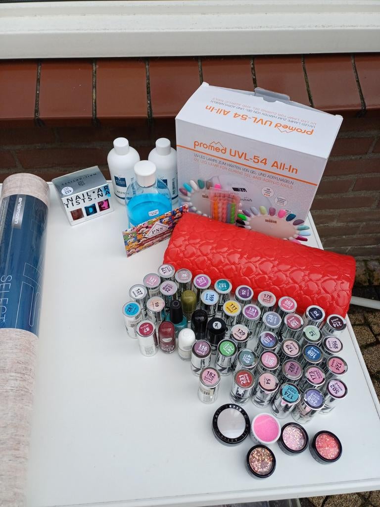 Gellakset compleet met UV/LED lamp en accessoires, Ophalen, Overige kleuren, Zo goed als nieuw, Handen en Nagels