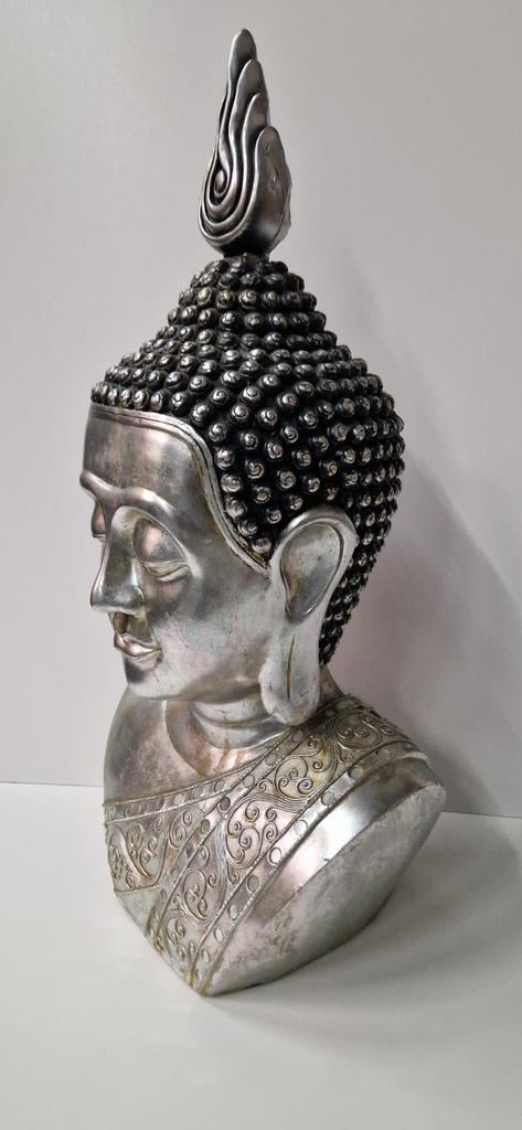 Boeddha buste zilver -75cm hoog - 6 op voorraad, Ophalen of Verzenden, Nieuw