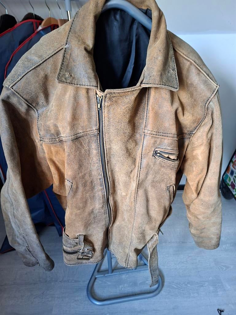 Vintage leren jack - Bruin, Ophalen, Overige maten, Gedragen, Onbekend