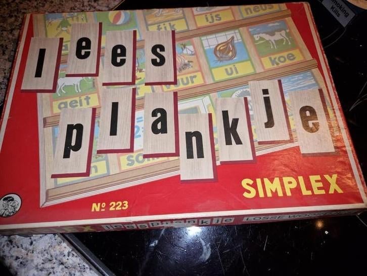 Compleet Simplex leesplankje met letters en originele doos, Ophalen of Verzenden, Zo goed als nieuw, Taal en Lezen
