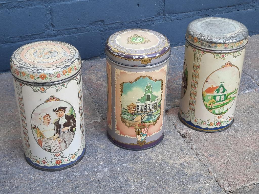 Vintage blikken - Albert Heijn koekblik, 3 stuks, Ophalen of Verzenden, Gebruikt, Koek(jes)