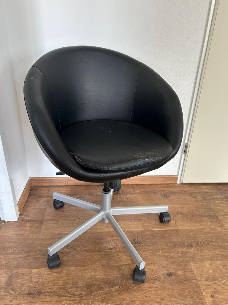 IKEA bureaustoel zwart kunstleer - Beschadigd, Ophalen, Gebruikt, Zwart, Bureaustoel