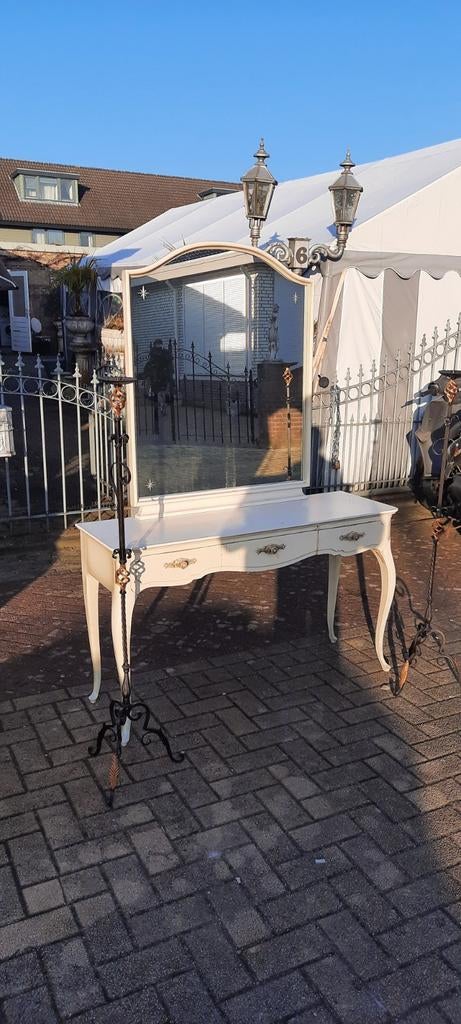 Romantische Franse Barok Kaptafel met Spiegel en 3 Lades, Ophalen, Gebruikt, 100 tot 150 cm, Franse Barok