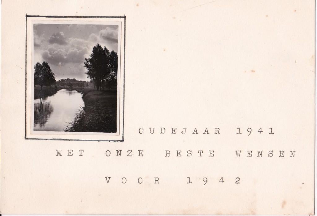 Den Haag zelfgemaakt (oorlogs) nieuwjaarskaart 1941-1942, Verzenden, 1940 tot 1960, Gelopen, Zuid-Holland