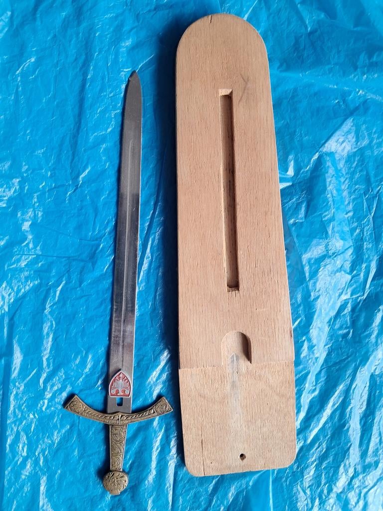 Oude briefopener in houten houder wapen Polen witte adelaar, Ophalen of Verzenden