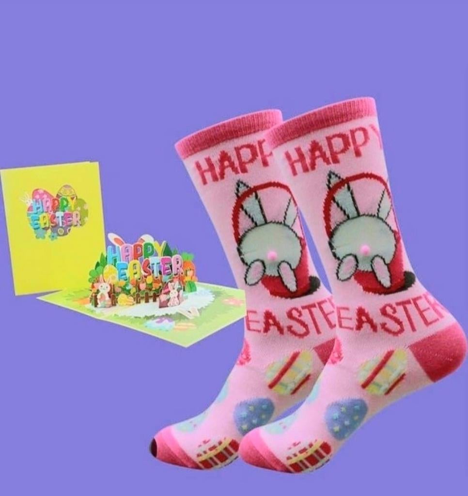 PAAS SOKKEN + POP UP PAAS KAART "HAPPY EASTER", Ophalen of Verzenden, Nieuw