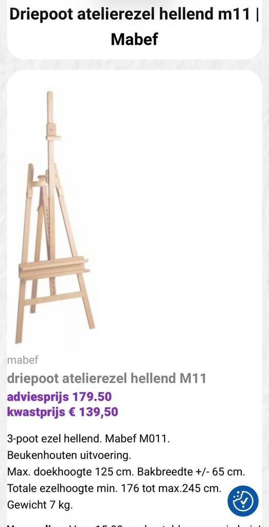 Mabef Driepoot Atelierezel Hellend M11, Ophalen, Gebruikt, Ezel