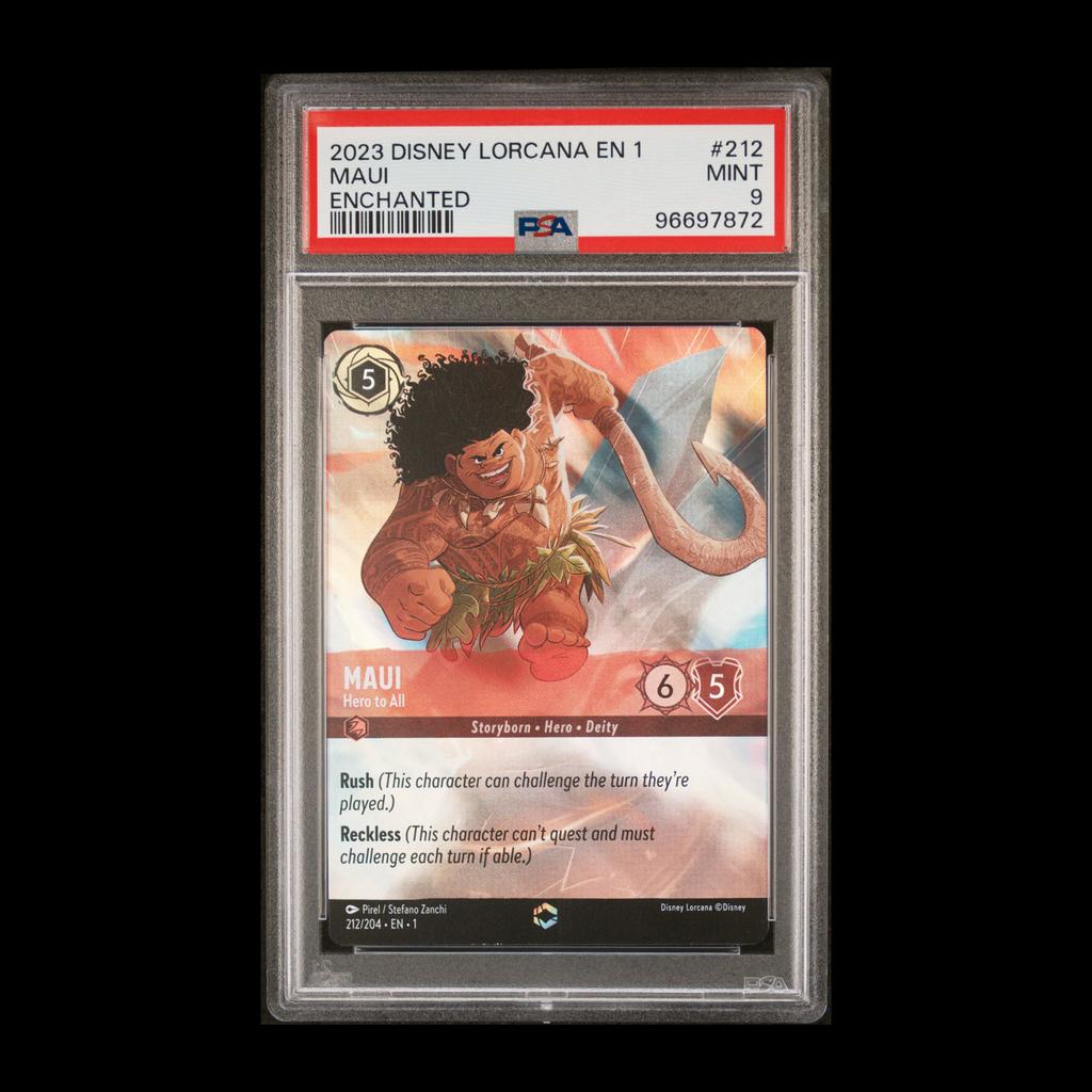 Maui Enchanted Lorcana PSA 9, Ophalen of Verzenden, Zo goed als nieuw, Losse kaart, Foil