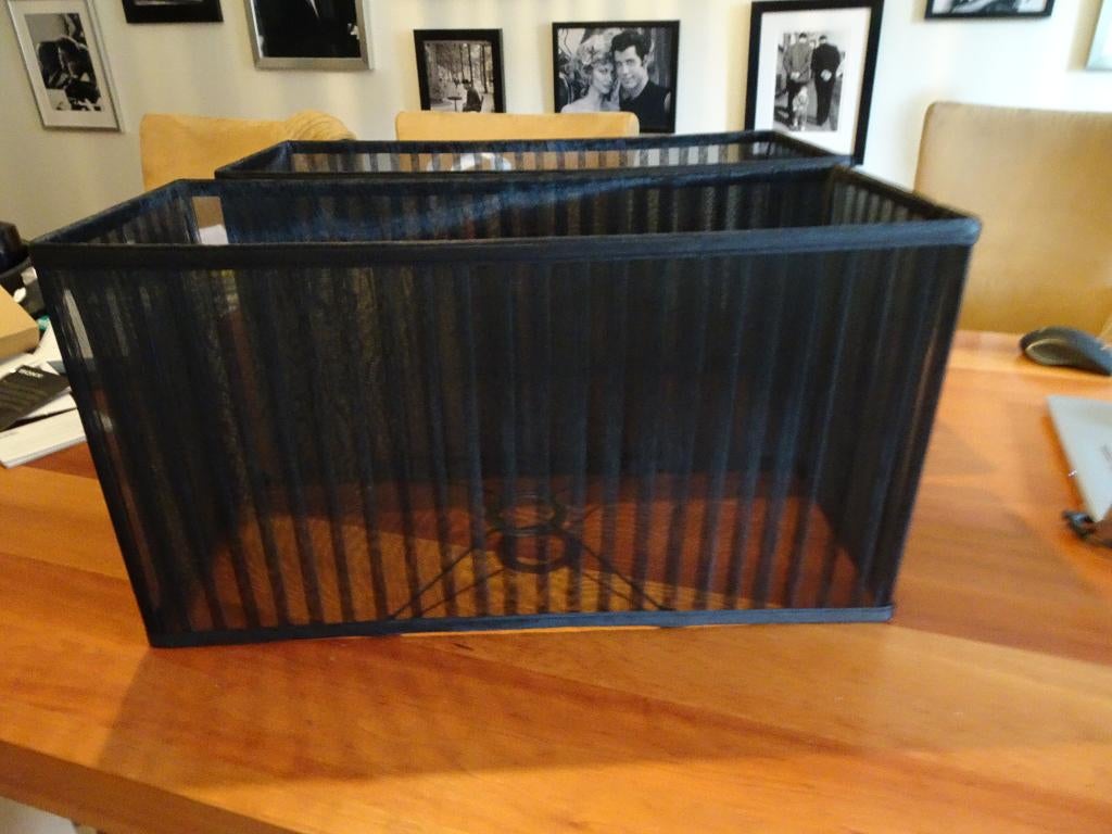 Twee zwarte doorzichtige rechthoekige lampenkappen, 25 tot 50 cm, Zwart, Nieuw, Ophalen of Verzenden