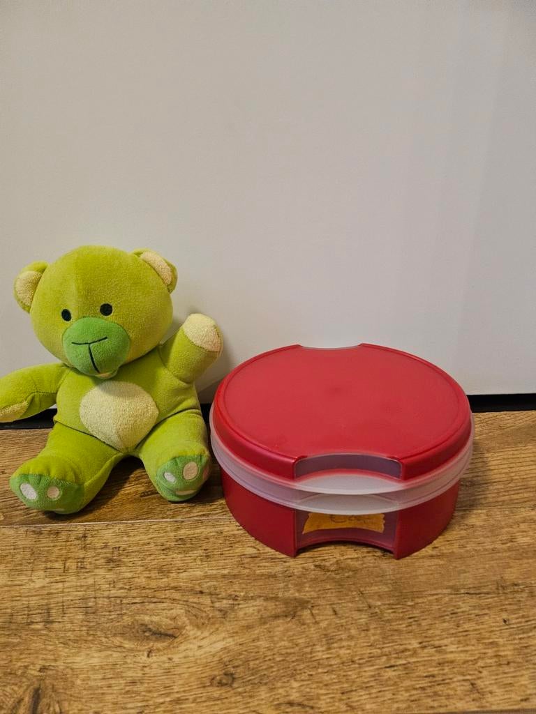 Tupperware rode vensterdoos koektrommel €25,00, Ophalen of Verzenden, Zo goed als nieuw, Rood, Bak of Kom