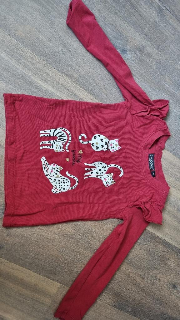 longsleeve shirt 92 kat rood, Ophalen of Verzenden, Zo goed als nieuw, Meisje, Shirt of Longsleeve