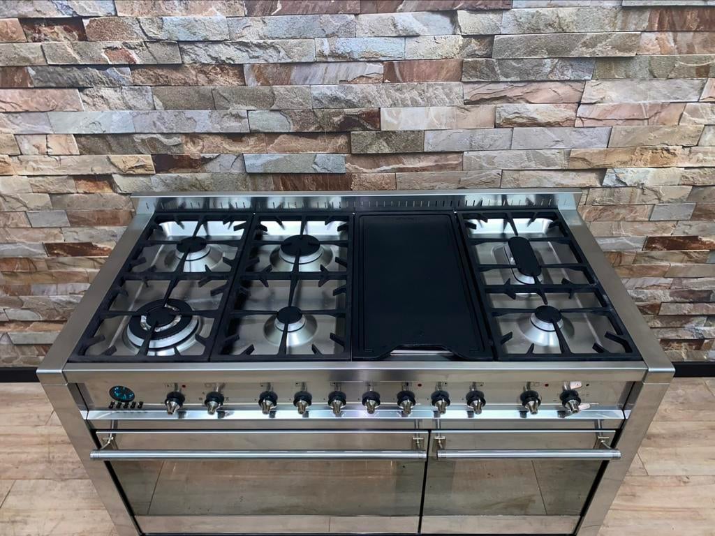 Luxe Smeg Fornuis 6 pits met Grill dubbele oven 120 cm, Fornello Esperta, Grill, Ophalen of Verzenden, Zo goed als nieuw