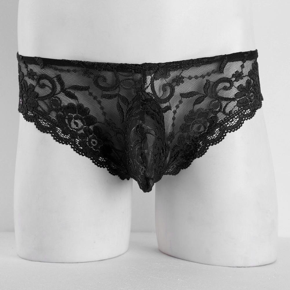Zwarte sissy slip / heren sexy kanten onderbroek mannen, Verzenden, Zwart, Slip