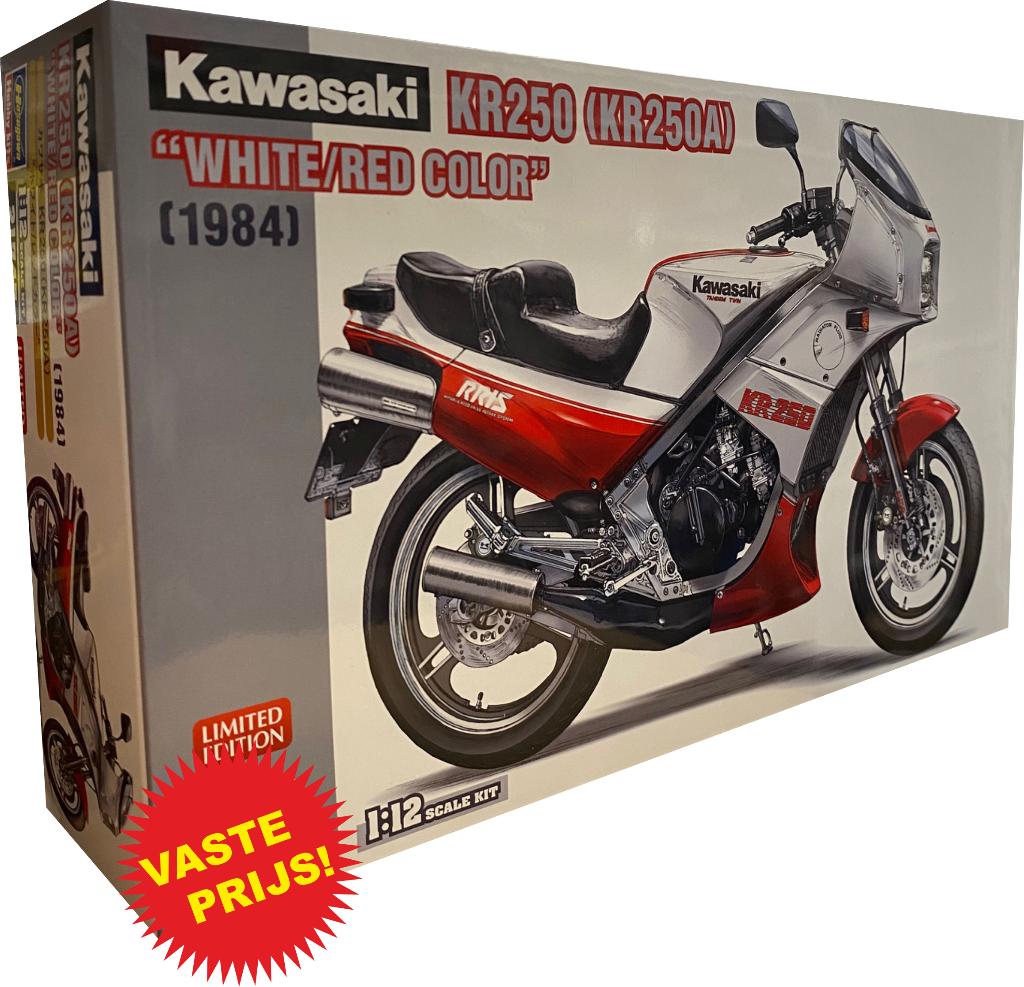 Kawasaki KR250 (A) White-Red Color '84 (Hasegawa 21745) 1/12, Overige merken, Nieuw, Ophalen of Verzenden, Groter dan 1:32