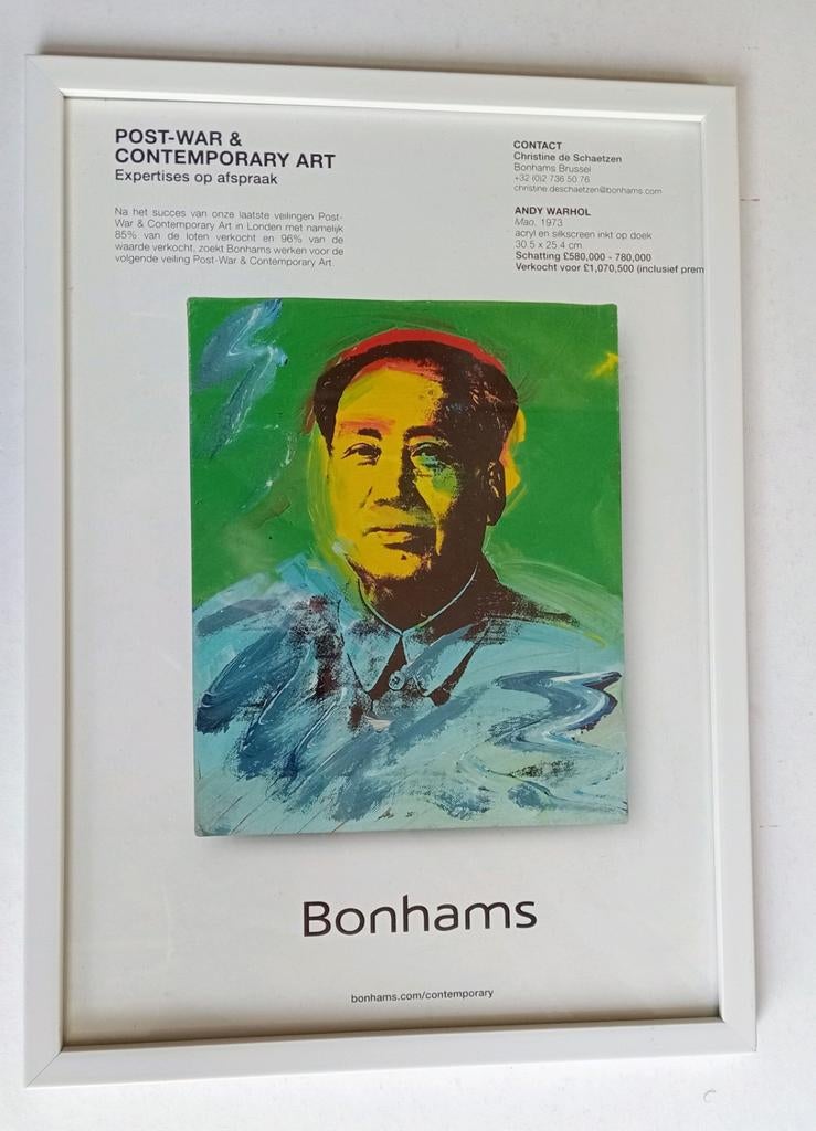 Andy Warhol Mao Bonhams pop Art affiche, Verzamelen, Verzenden, A1 t/m A3