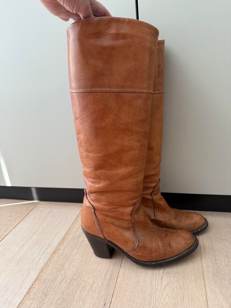 Paul Warmer laarzen 37 cognac kleur leer, Ophalen of Verzenden, Zo goed als nieuw, Bruin, Hoge laarzen