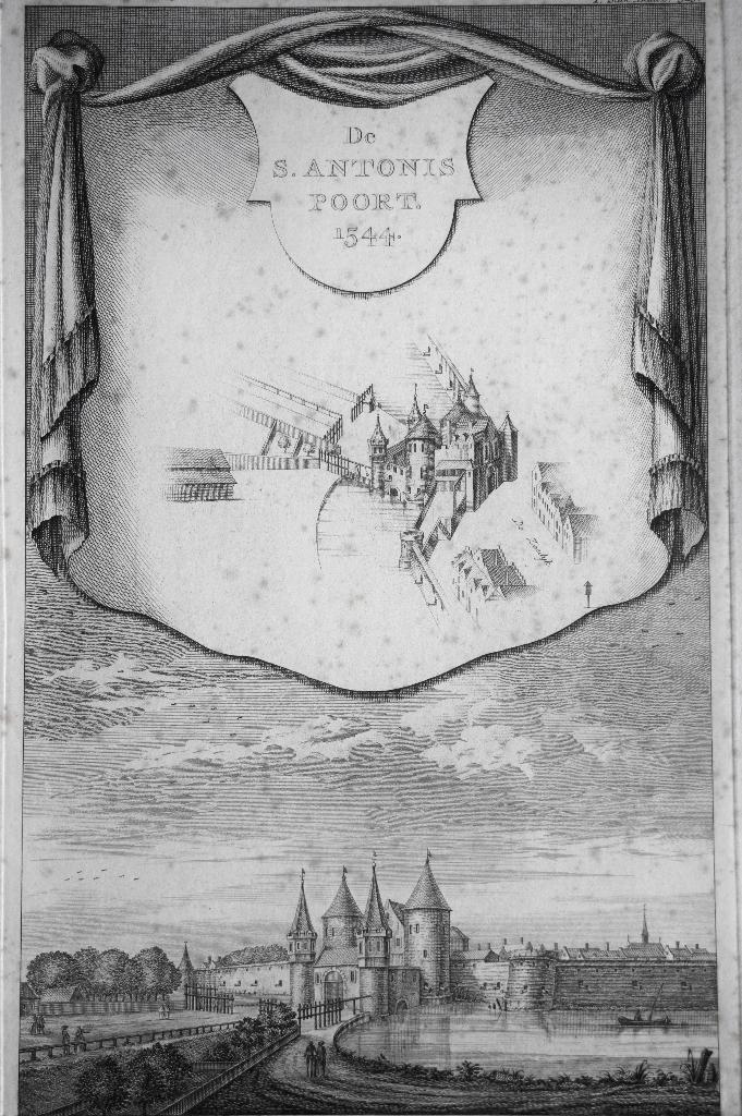 gravure Amsterdam, St Antonispoort, 1544, Ophalen of Verzenden