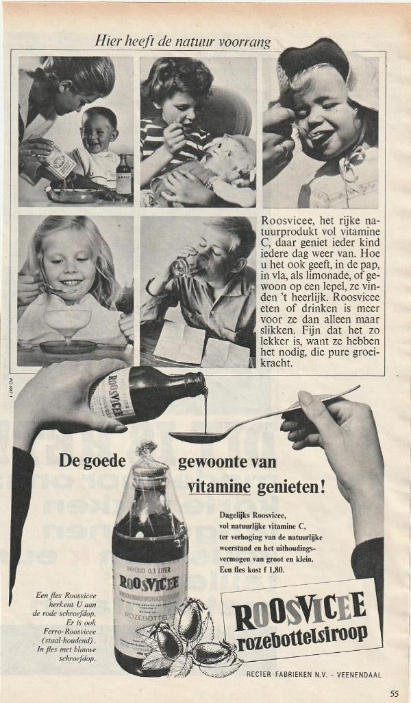 Retro reclame 1966 Roosvicee siroop kindjes smullen, Verzamelen, Retro, Verzenden, Overige typen