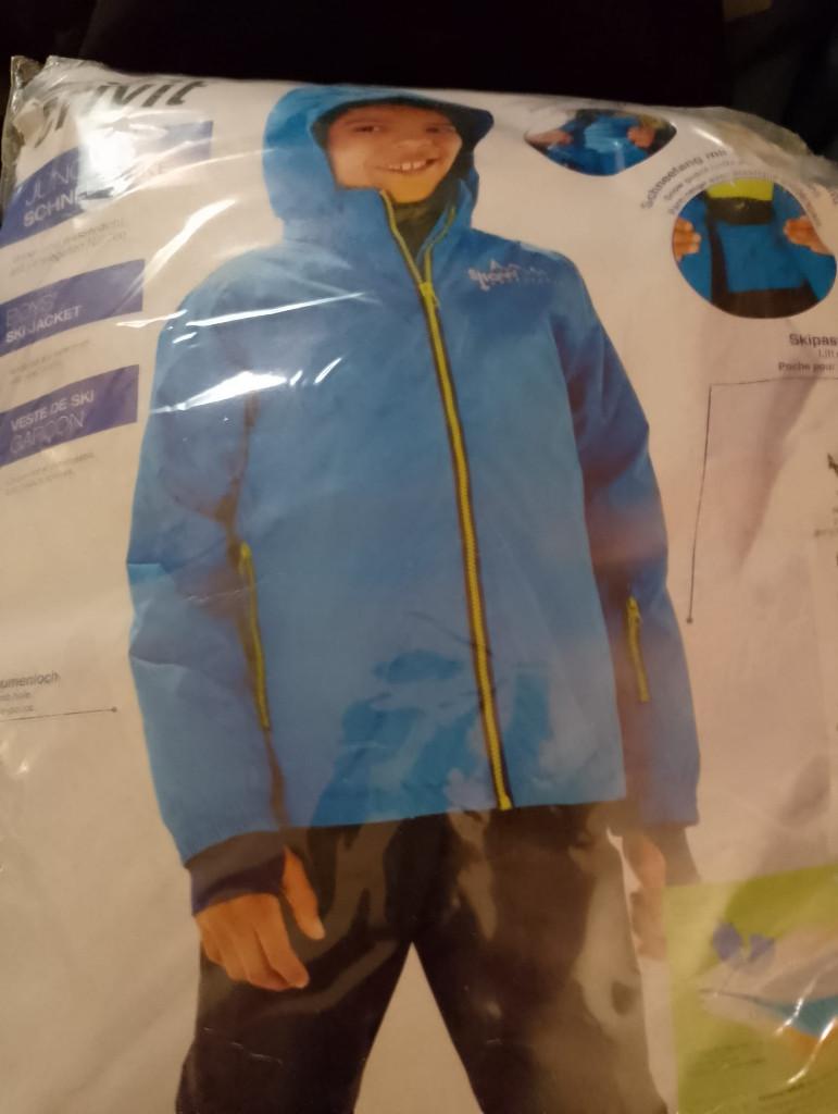 Ski jas Blauw Crivit Nieuw maat 158/164, Sport en Fitness, Skiën en Langlaufen, 100 tot 140 cm, Nieuw, Kleding, Ophalen