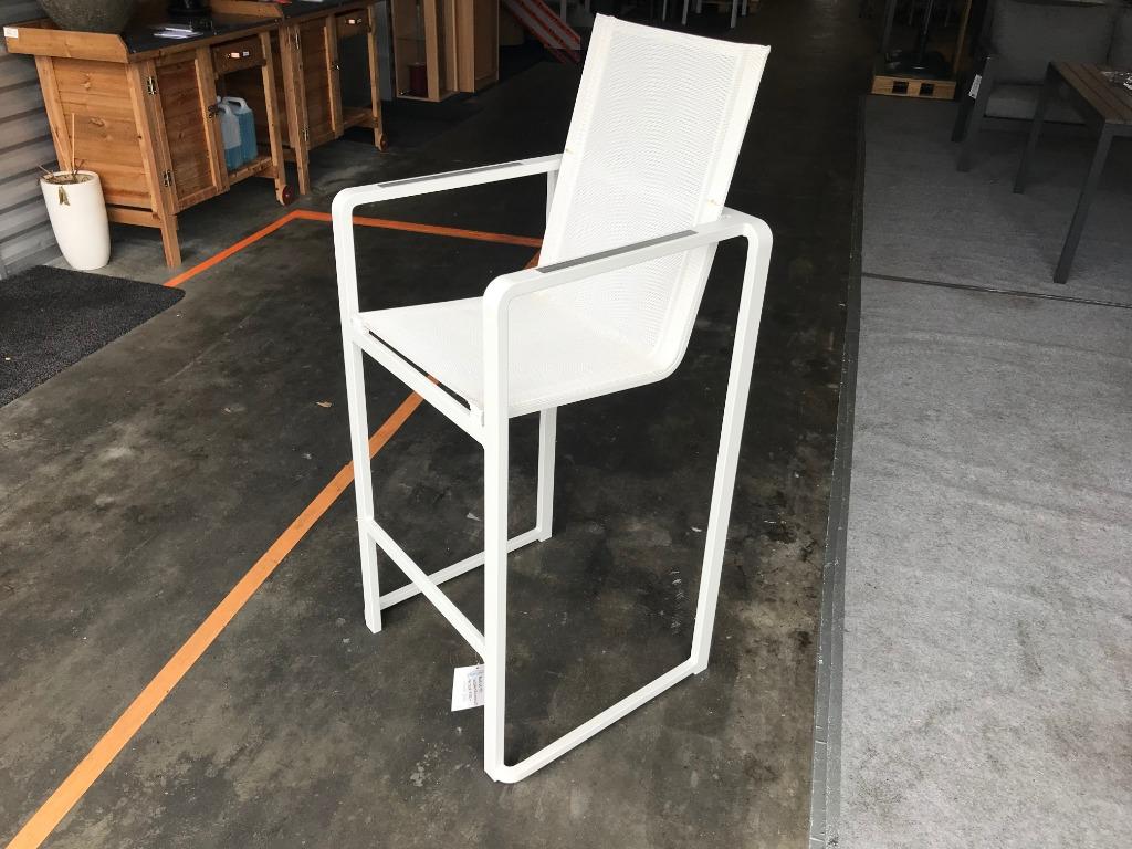 Barkruk Wit Aluminium/Textileen Stapelbaar, Tuin en Terras, Tuinstoelen, Nieuw, Aluminium, Stapelbaar, Ophalen