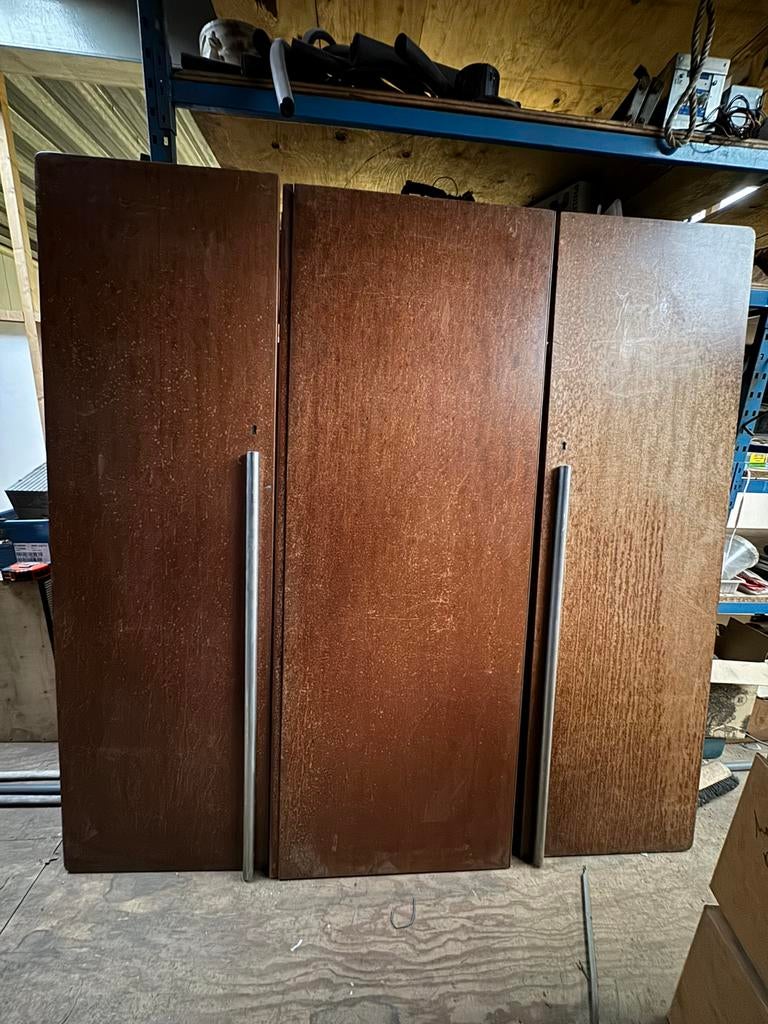 Antieke kledingkast mahonie  / teak 170 B cm x 200 h x 53 D, Ophalen, Met deur(en), Jugenstil, 150 tot 200 cm