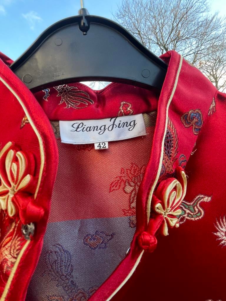 Chinese jurk - rood, Ophalen of Verzenden, Zo goed als nieuw, Maat 36 (S), Carnaval