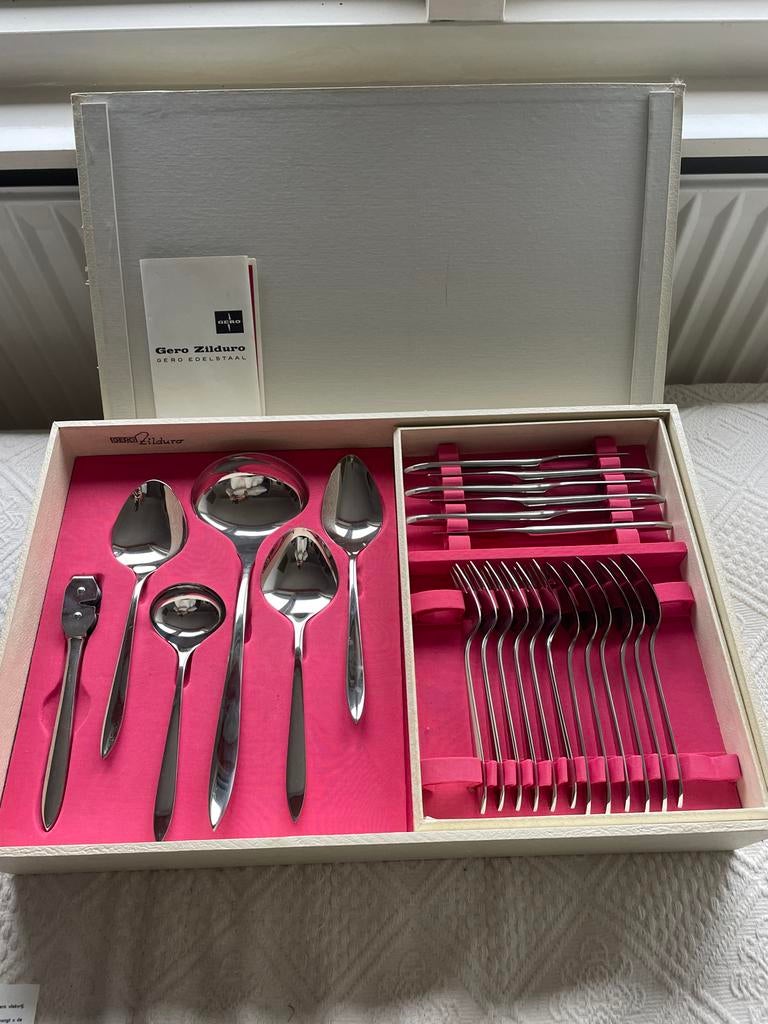Gero Zilduro Bestekcassette Jaren 60 - 6 Persoons, Antiek en Kunst, Antiek | Bestek, Ophalen of Verzenden