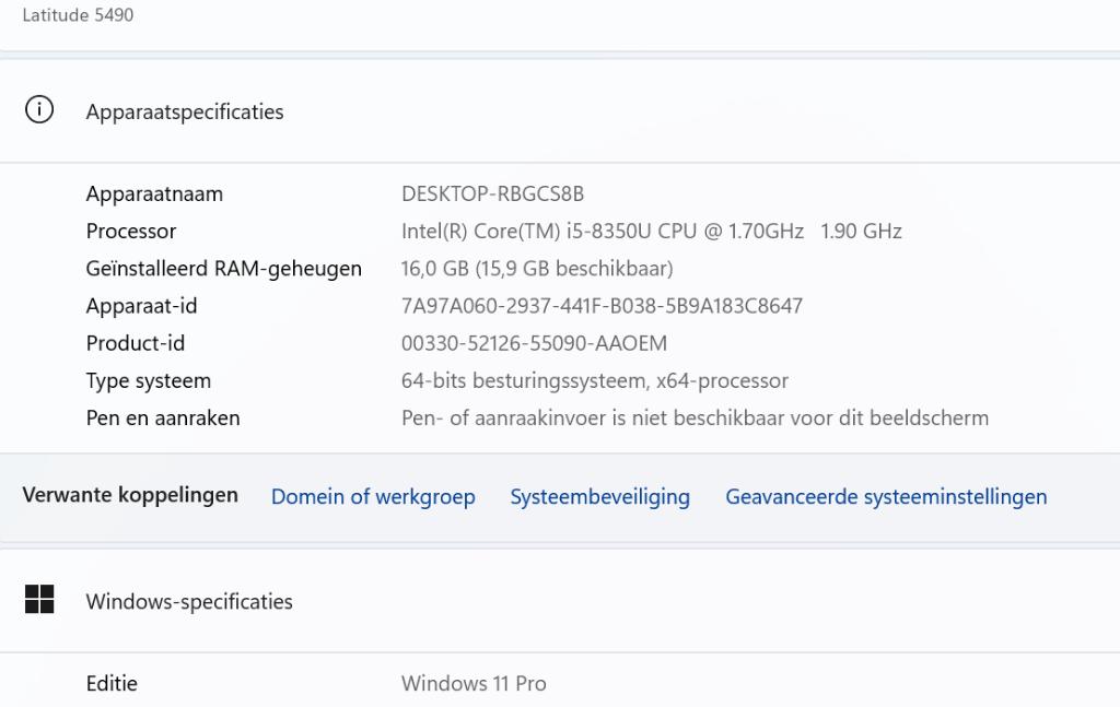 Dell Latitude 5490 , Core i5 8350u , 16 GB , nieuw Accu, Onbekend, Nieuw, 14 inch, Ophalen of Verzenden