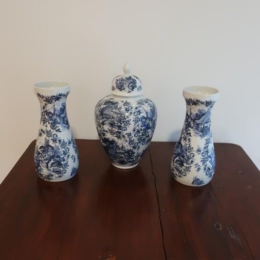 Royal Schwabap kaststel wit met blauw motief origineel, Ophalen