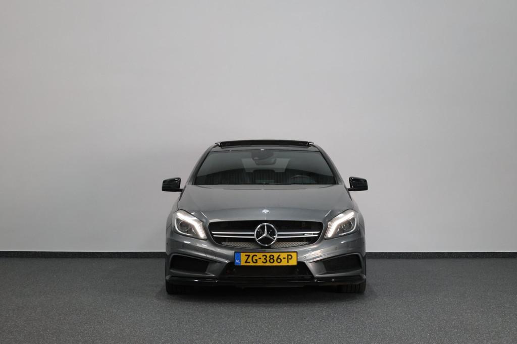 Mercedes-Benz A-klasse AMG 45 4MATIC 361+PK LED/LEER+S.VERWA, Automaat, Gebruikt, Euro 6, 4 cilinders