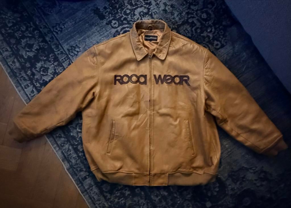 Rocawear leren bomberjack 3XL, Kleding | Heren, Jassen | Winter, Ophalen of Verzenden, Gedragen, Overige maten, Bruin