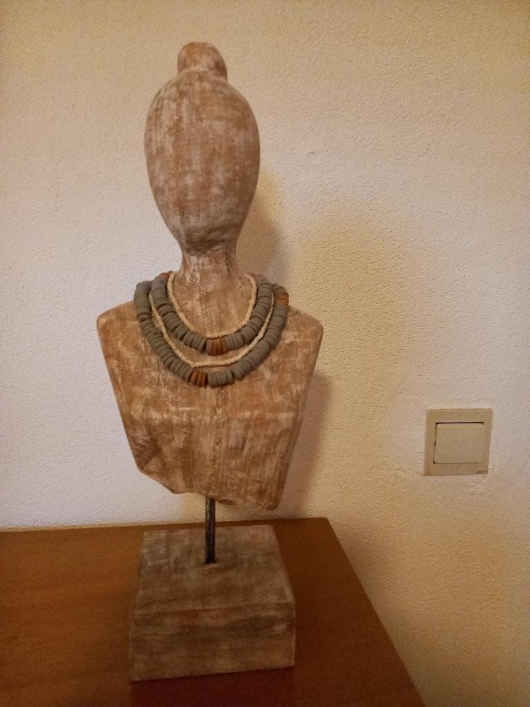 houten buste beeld, Ophalen, Buste, 20 - 50 cm, Op sokkel