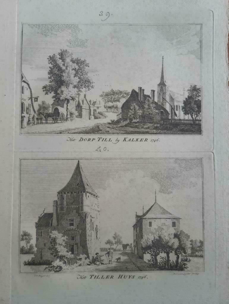 39-40/ Dorp Till en het Tiller huis bij Kalker gravure 1792, Ophalen of Verzenden