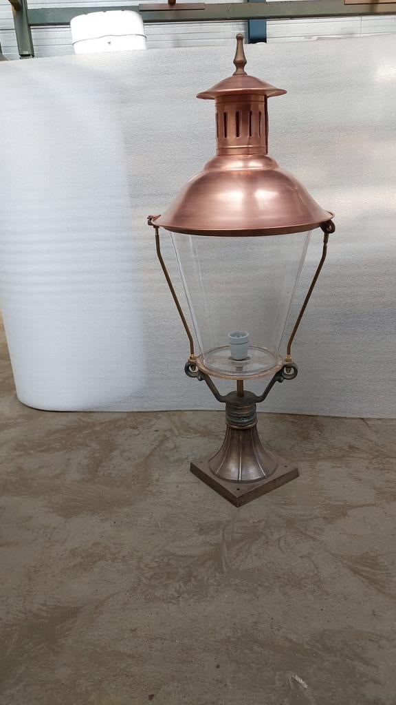 Handgemaakte Koperen Buitenlamp met Echt Glas - NL Productie, Ophalen of Verzenden