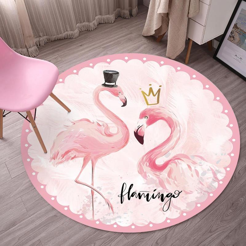 Rond Roze Flamingo Vloerkleed / Kleed Tapijt Mat Vloermat, Verzenden, Nieuw, Rond, 150 tot 200 cm