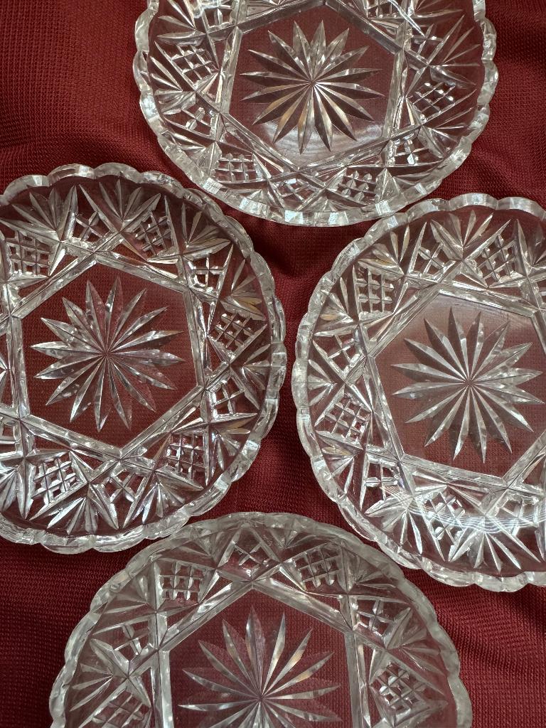 4x zwaar schaal kristal gebak snoep bonbon vintage, Ophalen of Verzenden