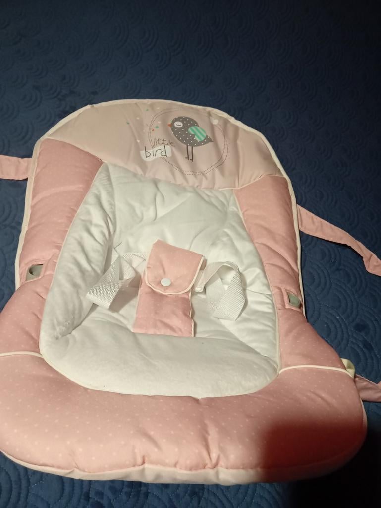 Roze wipstoel met vogelprint - Zo goed als nieuw, Overige merken, Verstelbaar, Wipstoel, Ophalen of Verzenden