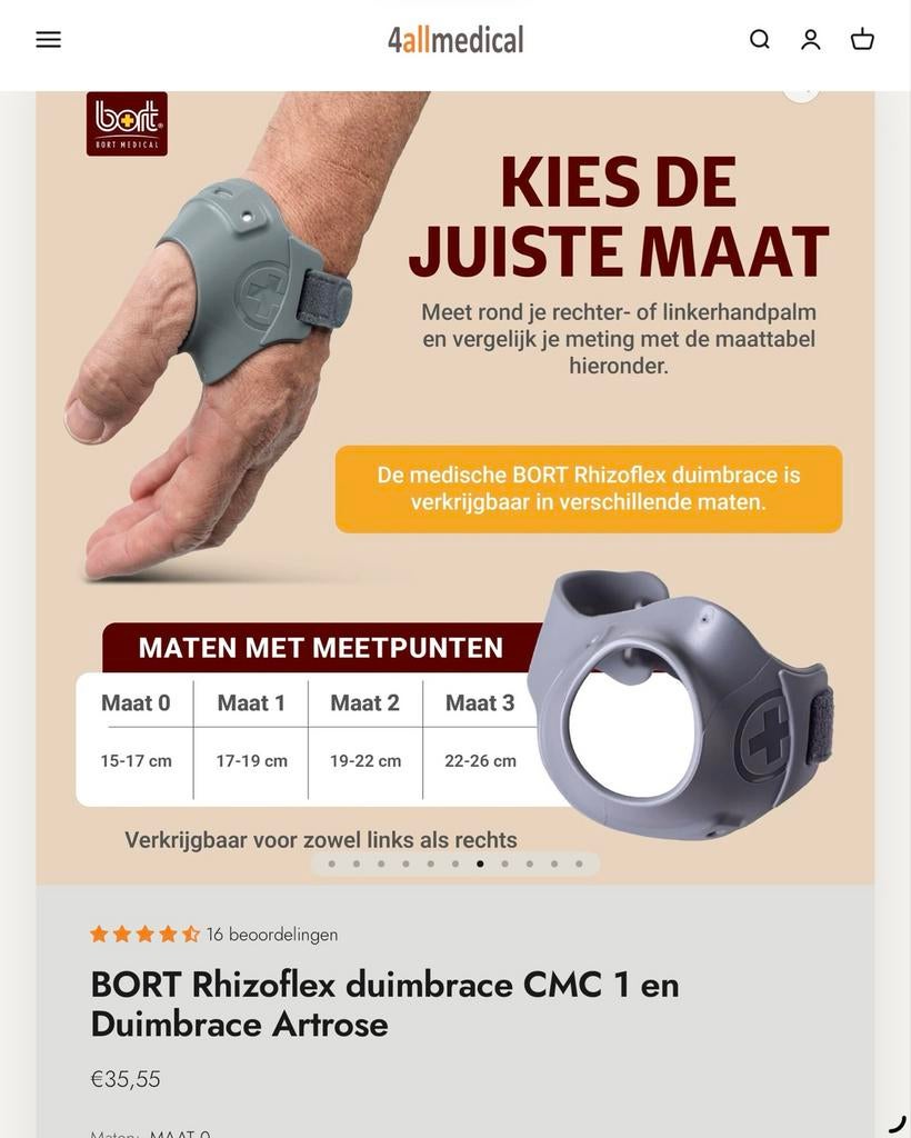 Duimbrace links, Ophalen of Verzenden, Zo goed als nieuw