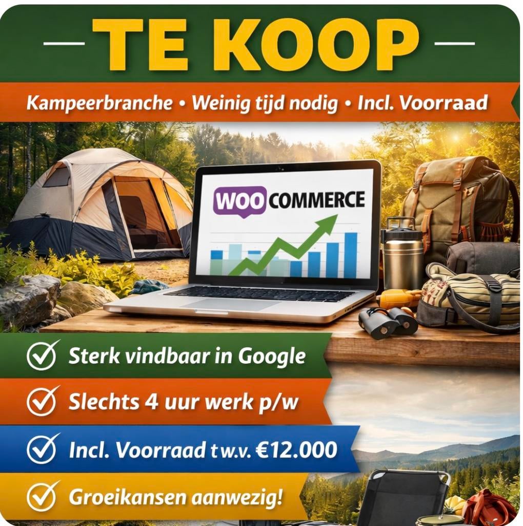 Webshop te koop kampeerbranche