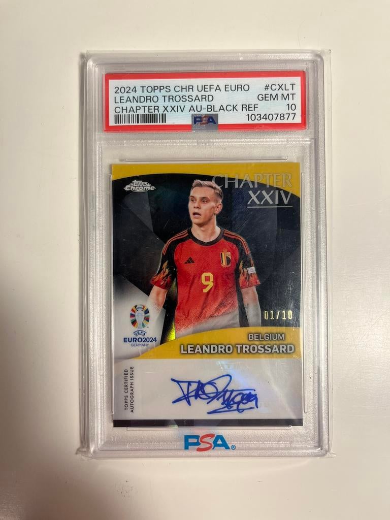Leandro Trossard black auto /10 psa 10 (topps chrome, Belgie, Hobby en Vrije tijd, Stickers en Plaatjes, Ophalen of Verzenden