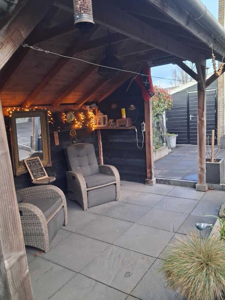 Gezellige houten overkapping met zithoek, Tuinhuis, 250 tot 500 cm, Ophalen of Verzenden, Zonder ramen