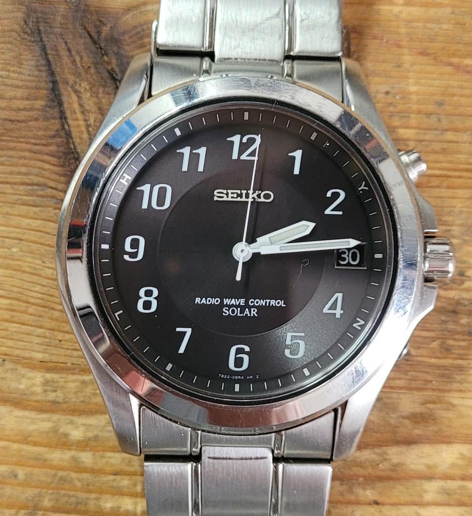 Seiko Radio Wave Control Solar 7B22-0AZ0, Gebruikt, Staal, Verzenden, Polshorloge