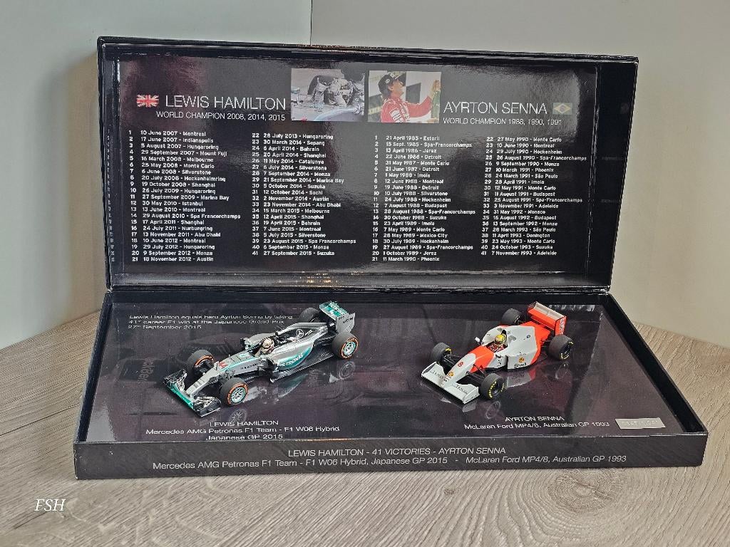 41 Victories Giftset Lewis Hamilton / Ayrton Senna. *TOPSET*, Hobby en Vrije tijd, Modelauto's | 1:43, Ophalen of Verzenden, Zo goed als nieuw