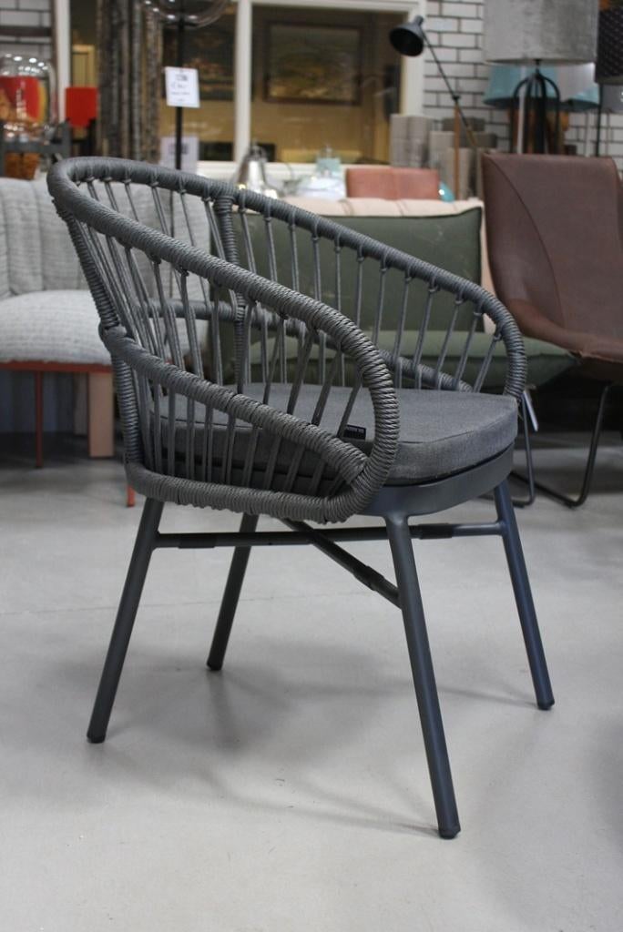 Partij mooie grijze tuinstoelen terrasstoel touw aluminium, Ophalen, Nieuw