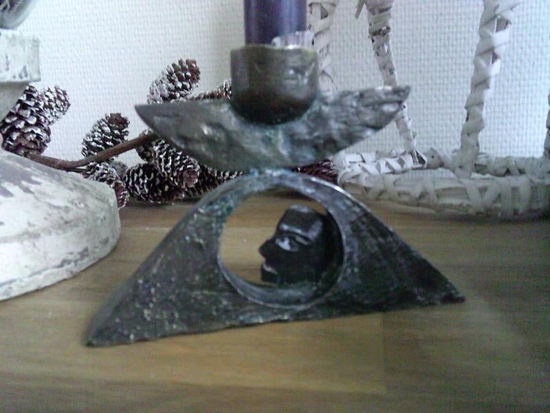 Corry ammerlaan kandelaar gezicht met kaars, Overige materialen, Gebruikt, Ophalen of Verzenden, Kandelaar