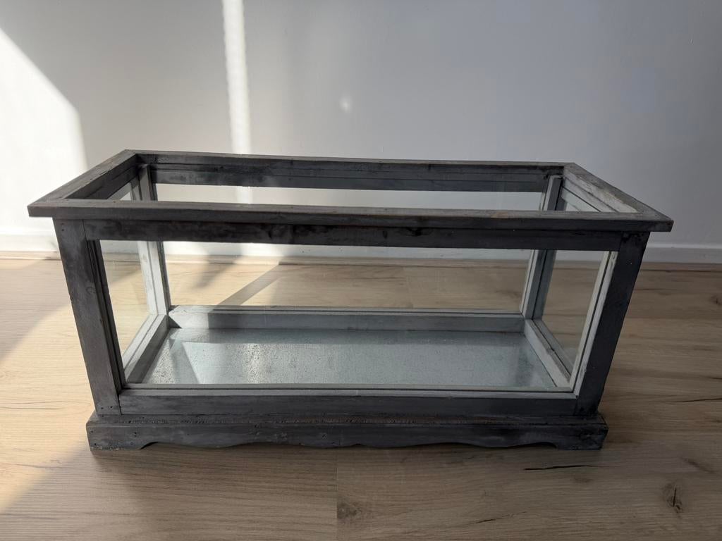 Decoratief vitrinekastje / windlicht / plantenbak 50x20x25, Ophalen of Verzenden, Zo goed als nieuw, Hout, Minder dan 25 cm