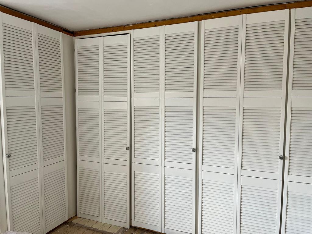 Louvre deurtjes wit gelakt, 8 sets en 1 los paneel, Ophalen, Gebruikt, Minder dan 80 cm, 215 cm of meer