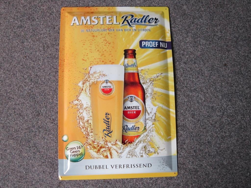AMSTEL BIER BLIKKEN RECLAMEBORD, Ophalen, Zo goed als nieuw, Reclamebord, Plaat of Schild, Amstel