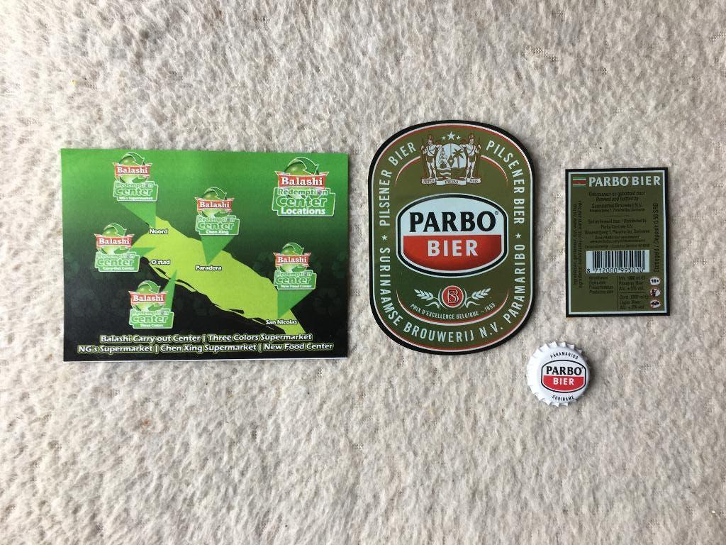 bier etiket Parbo Suriname Heineken met dop nieuw, Verzenden, Nieuw, Overige typen, Heineken